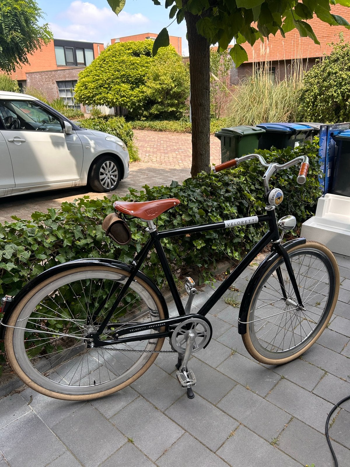 Veloretti fiets met Brooks zadel en handvatten, Fietsen en Brommers, Ophalen, Zo goed als nieuw, Terugtraprem, Overige merken
