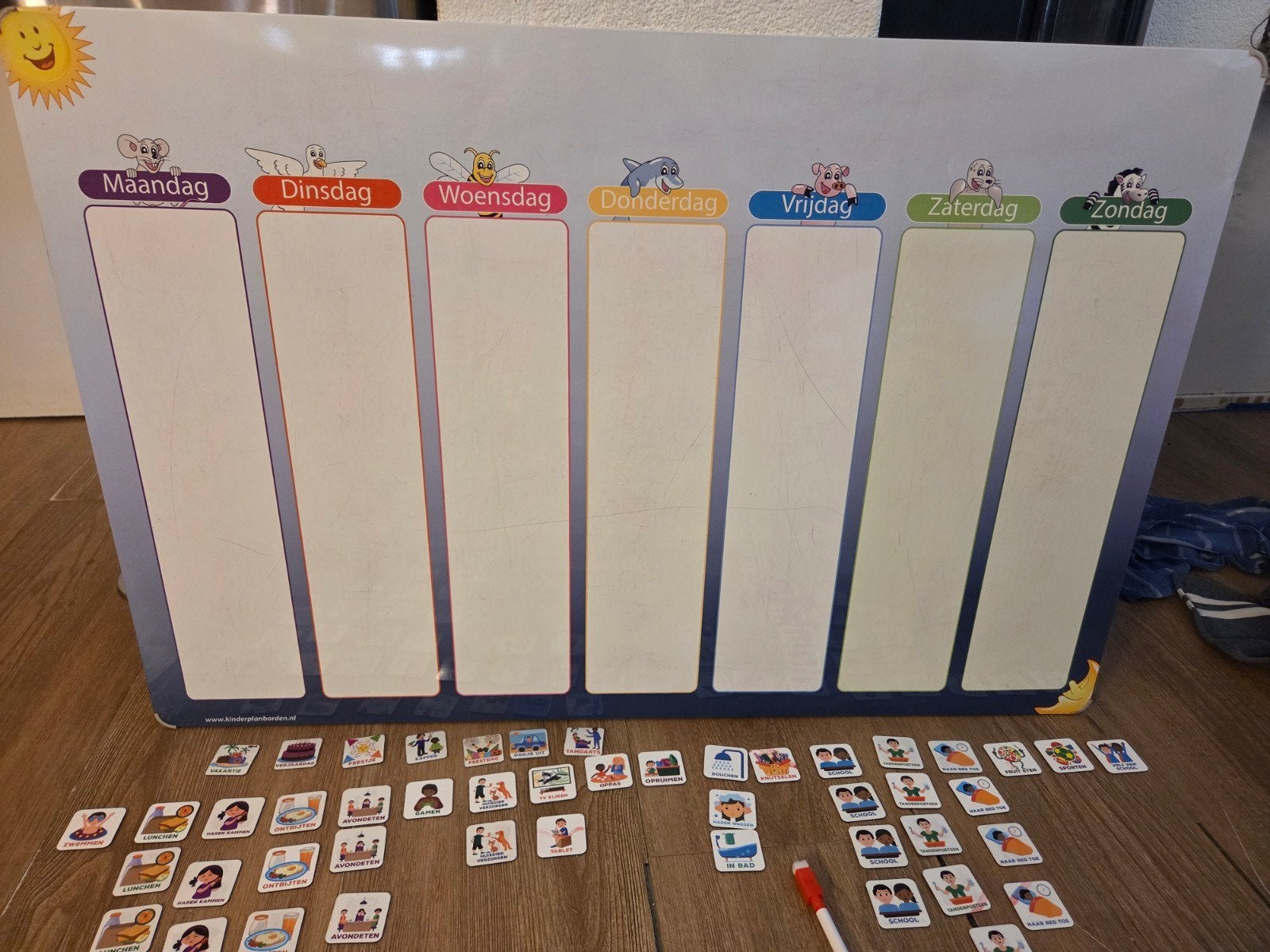 Magnetisch planbord met 111 magneten., Diversen, Schoolborden, Ophalen, Gebruikt, Whiteboard
