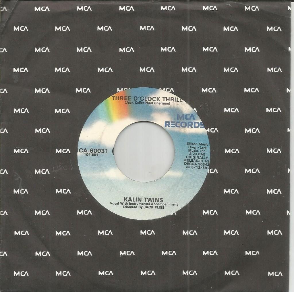 Kalin Twins – Three O'Clock Thrill / When (RE), 7 inch, Single, Ophalen of Verzenden, Zo goed als nieuw