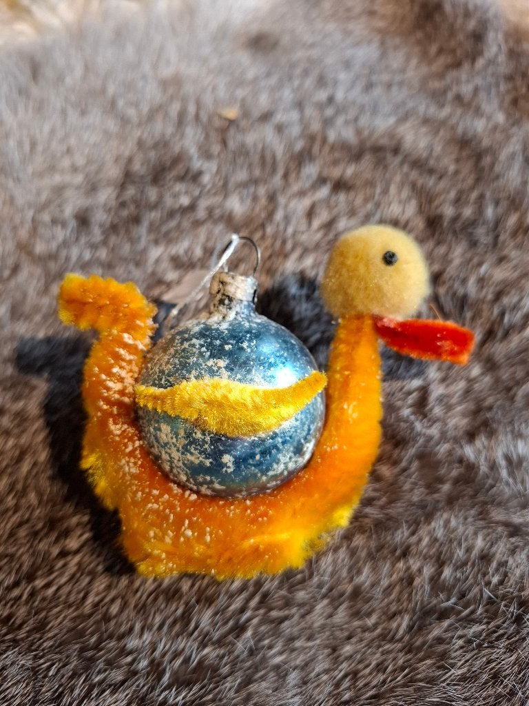 Antieke kerstbal, eend, eendje, vrolijk, Gebruikt, Kerstbal, Ophalen of Verzenden, Antiek