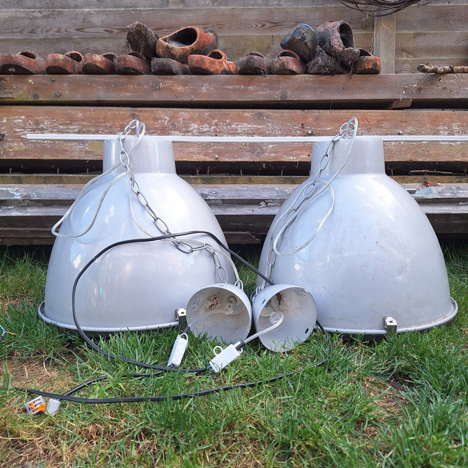2x Hanglamp (Industriële Look) | E27 | Max 60W | + Kabelgoot, Gebruikt, ., ., Metaal