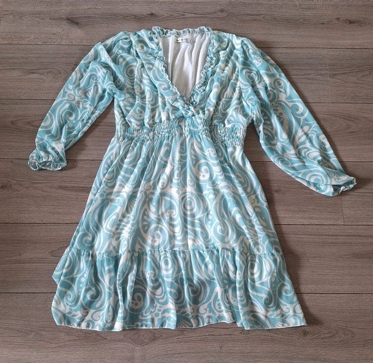 Kip Aloha jurk L/XL 40 42 lichtblauw Made in Italy, Blauw, Maat 42/44 (L), Kip Aloha, Ophalen of Verzenden