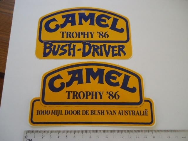 sticker oud Camel Australie 86 Landrover race rally land rov, Verzamelen, Stickers, Verzenden, Zo goed als nieuw, Bedrijf of Vereniging