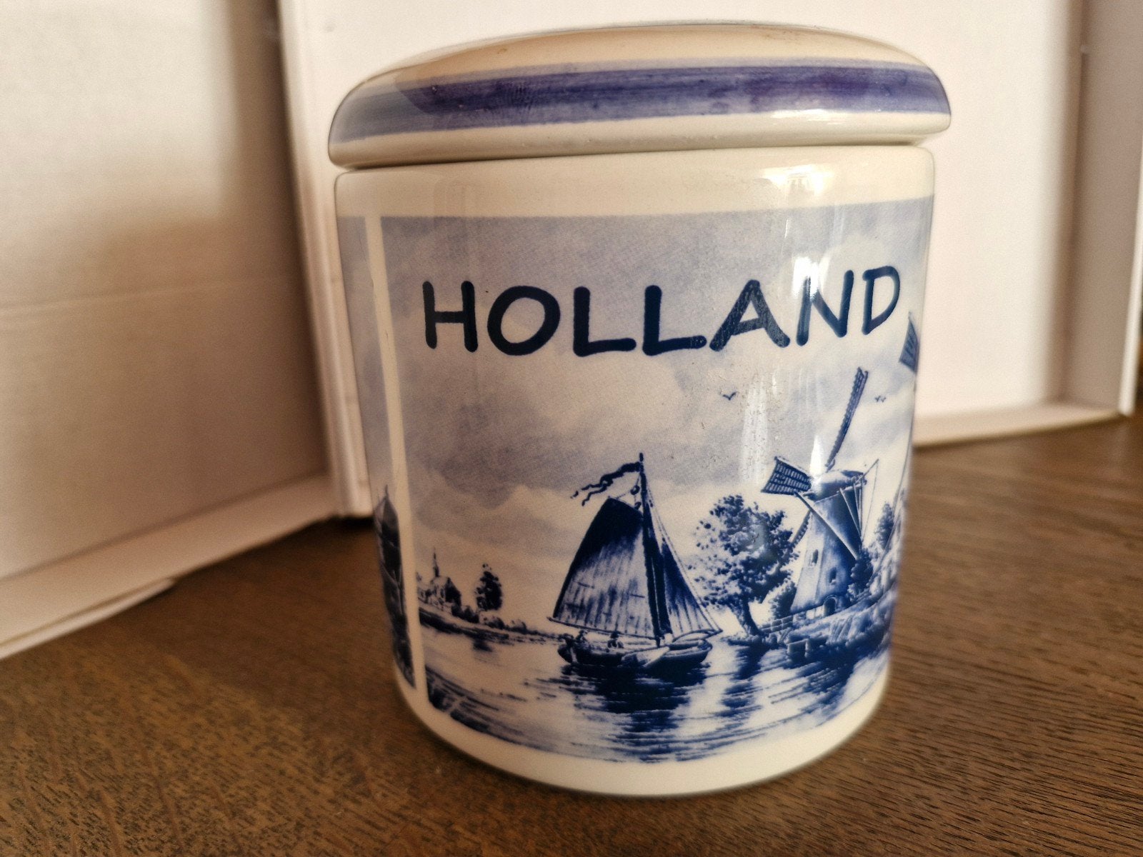 Delfts Blauw Handgeschilderd Holland Stroopwafelpot, Ophalen of Verzenden