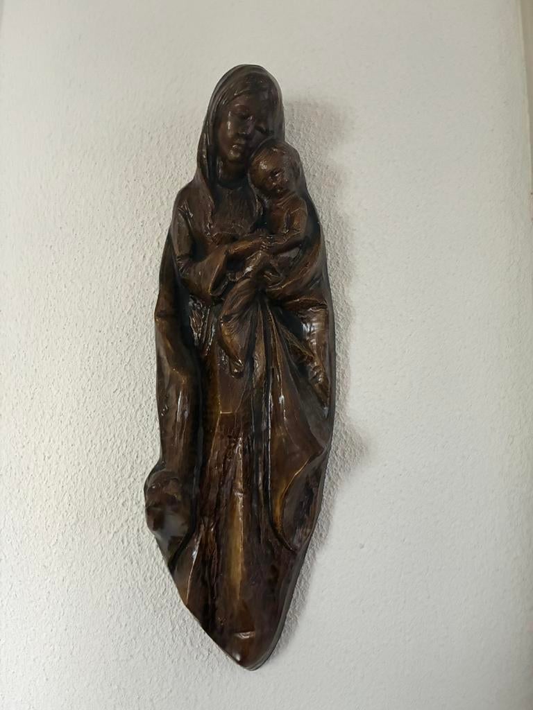 Hangende Maria beeldje met kind , van gips ., Antiek en Kunst, Ophalen