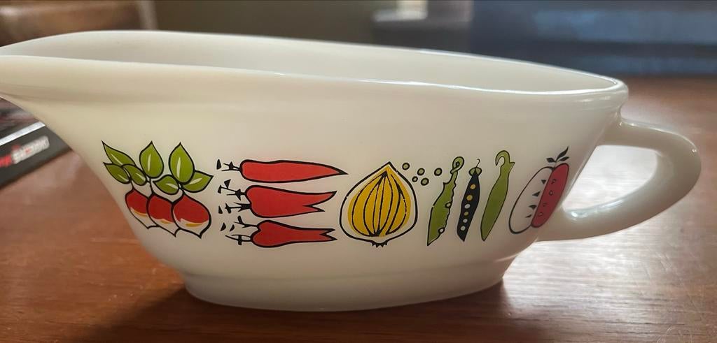 Vintage Pyrex Juskom met Groentemotief, Ophalen of Verzenden