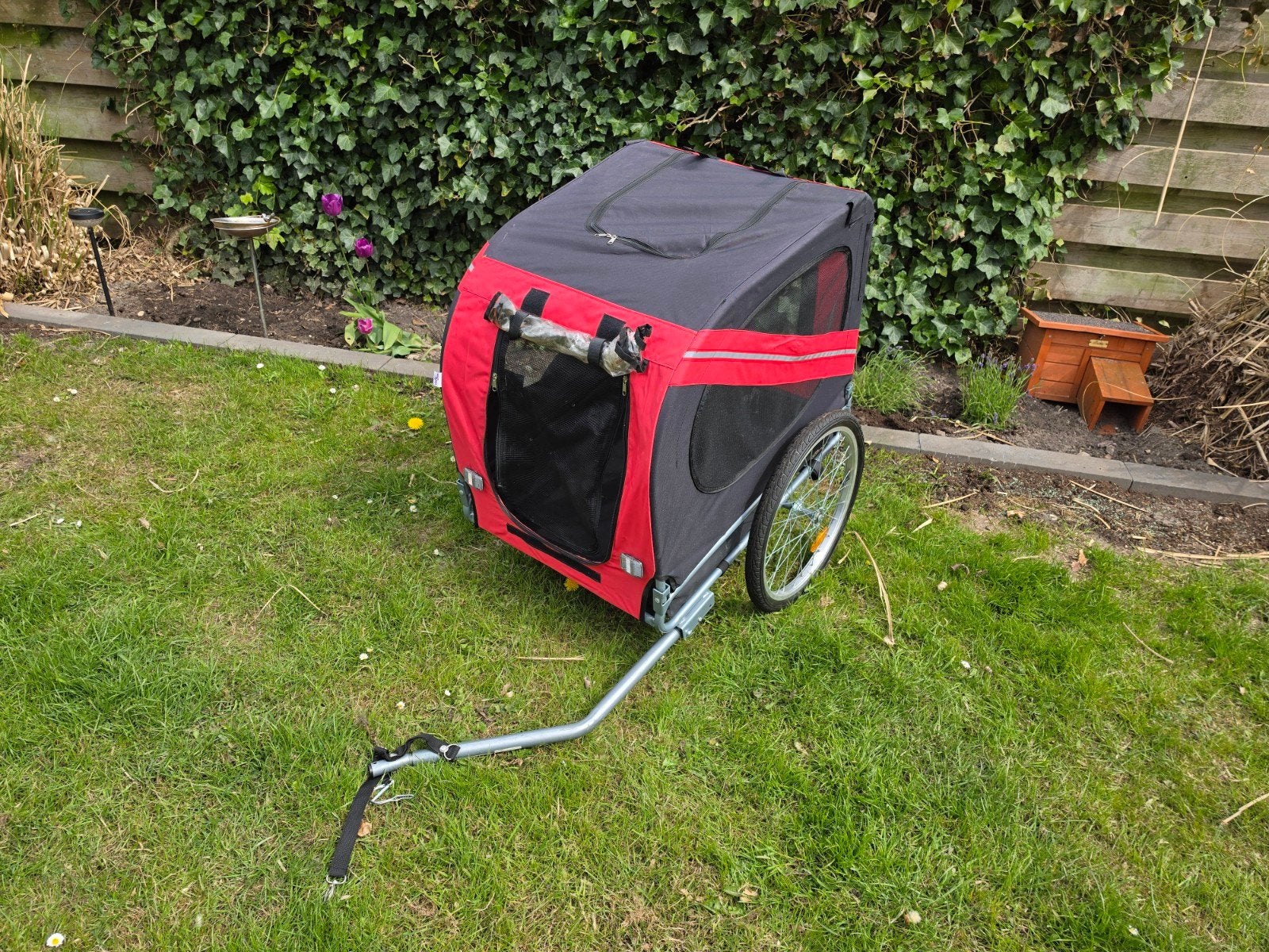 VidaXL Hondenfietskar - Rood/Zwart, Opvouwbaar, Ophalen, Opvouwbaar, 20 tot 40 kg, Zo goed als nieuw