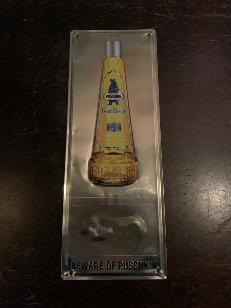 Puschkin vodka Reclamebord - IJzeren Wanddecoratie, Ophalen