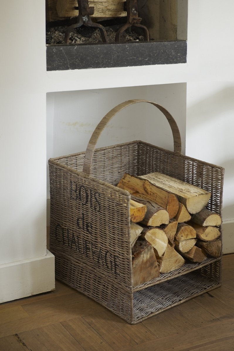 Riviera Maison Rustic Rattan Bois de Chauffage haardhoutmand, Huis en Inrichting, Mand, Rond, Ophalen of Verzenden, Zo goed als nieuw