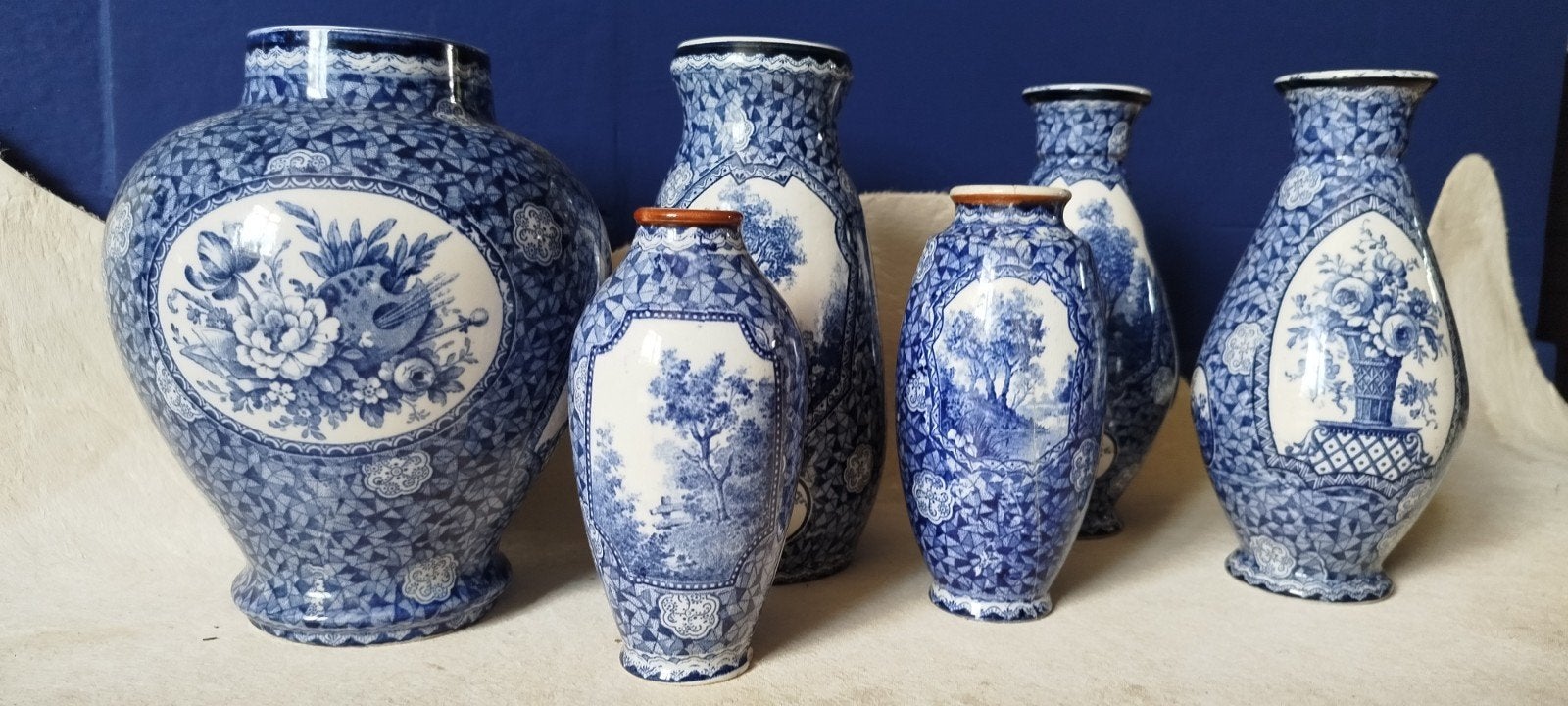 5 Delfts blauwe vazen en pot, Ophalen of Verzenden