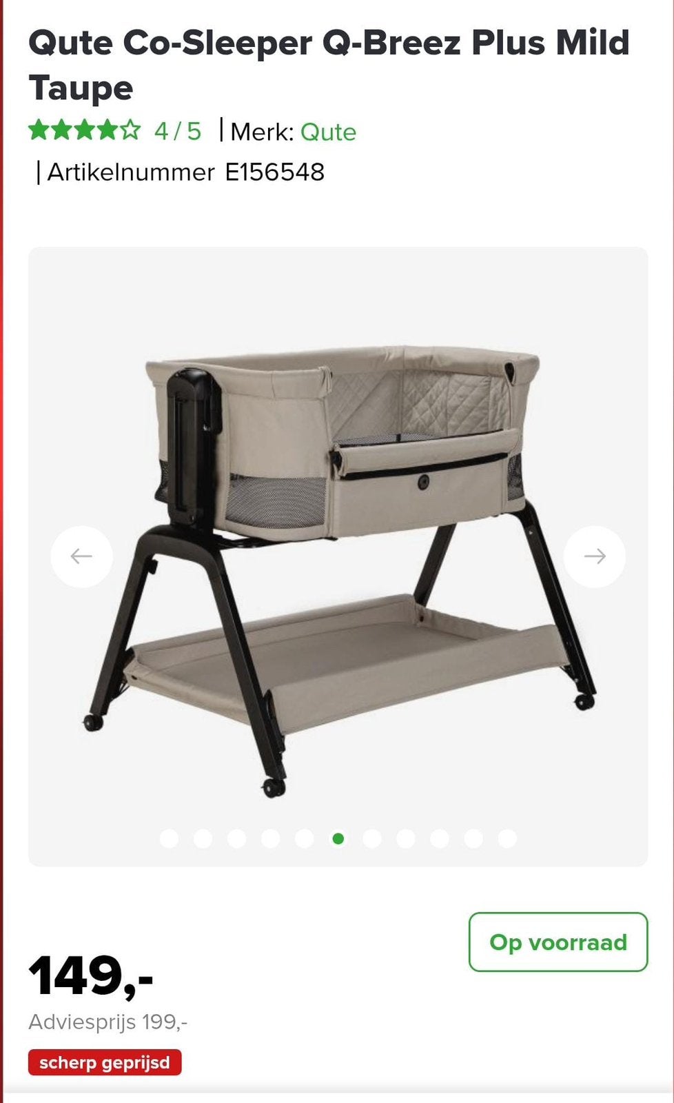 Co sleeper beige, Ophalen of Verzenden, Zo goed als nieuw, Wieg