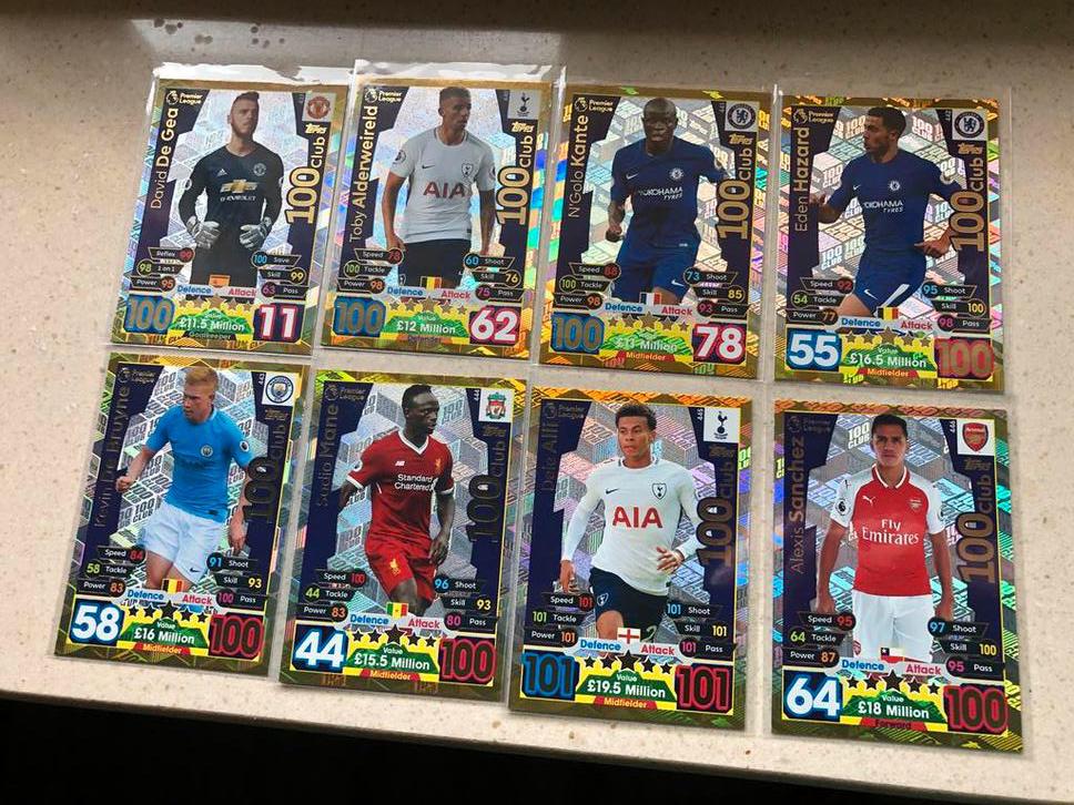 Topps Match Attax Premier League 100 Club Kaarten (8 stuks), Ophalen of Verzenden, Zo goed als nieuw