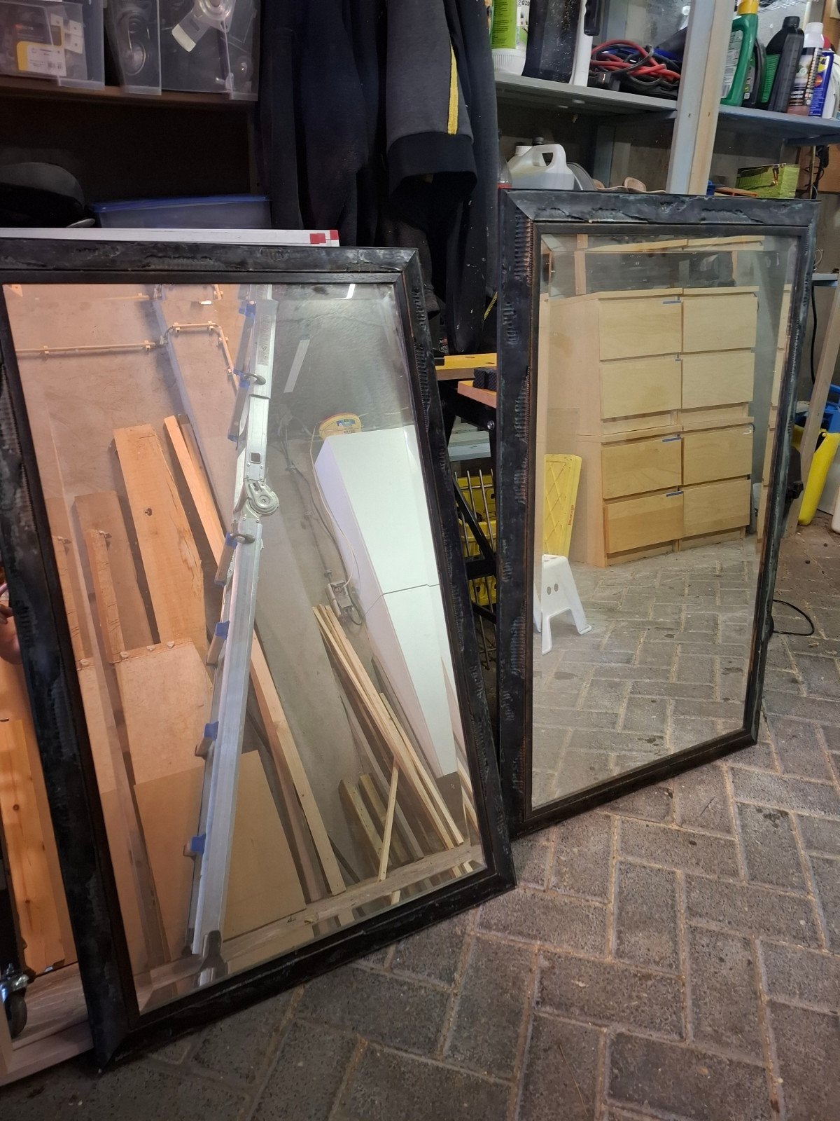 2 identieke spiegels, Huis en Inrichting, Ophalen, Rechthoekig, Minder dan 100 cm