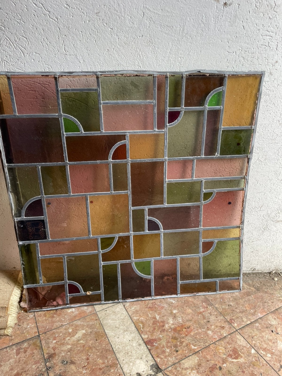 Glas in lood , prachtige kleuren en motief 84•82cm, Ophalen, Zo goed als nieuw, Minder dan 80 cm, Glas in lood