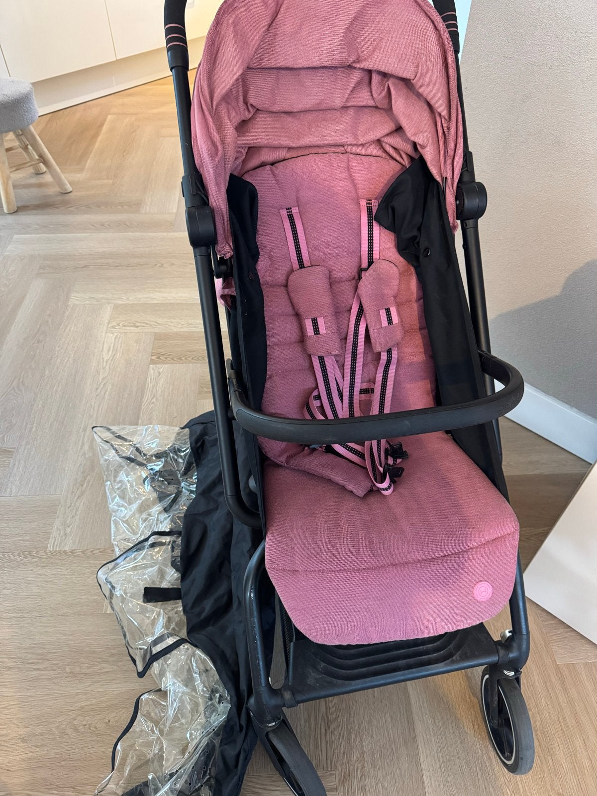 Cybex Buggy Eezy S+2 Roze met Regenkap, Kinderen en Baby's, Ophalen, Gebruikt, Overige merken, Regenhoes