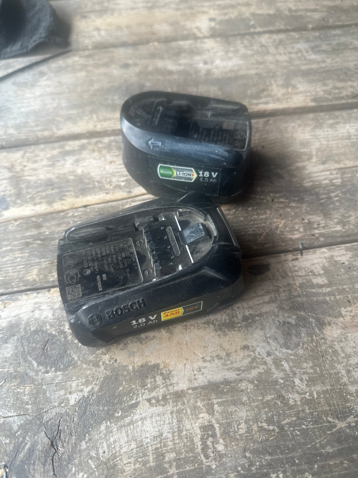 Bosch Accu's 18V - 1.5 Ah en 2.0 Ah (Groen), Ophalen of Verzenden, Gebruikt