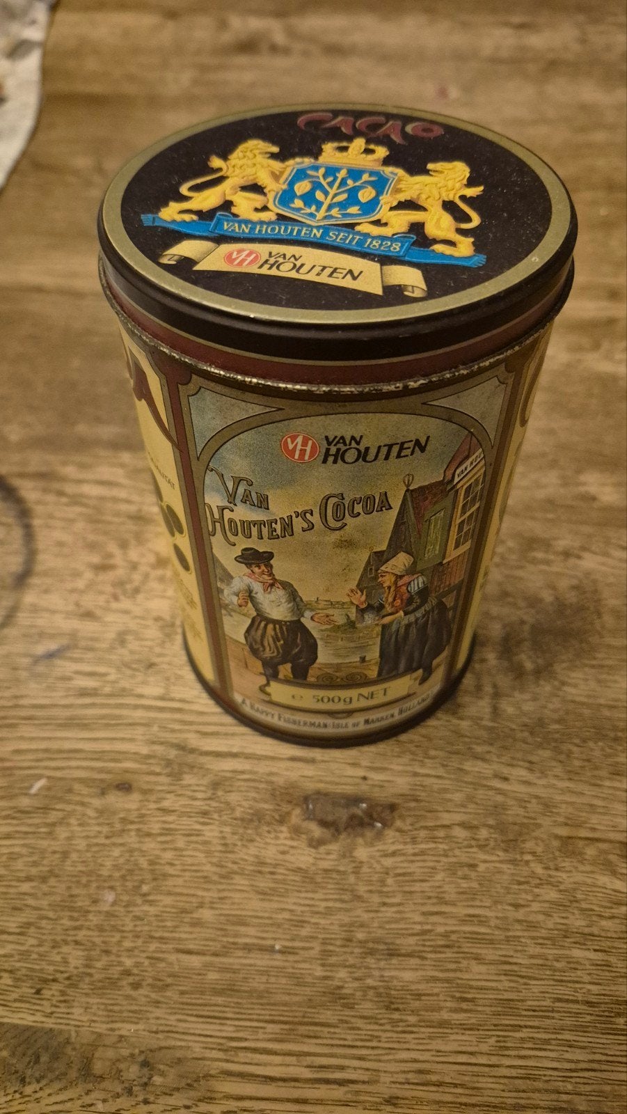 Vintage Van Houten's Cacao blik - nog vol!, Verzamelen, Ophalen of Verzenden, Gebruikt, Overige, Overige merken