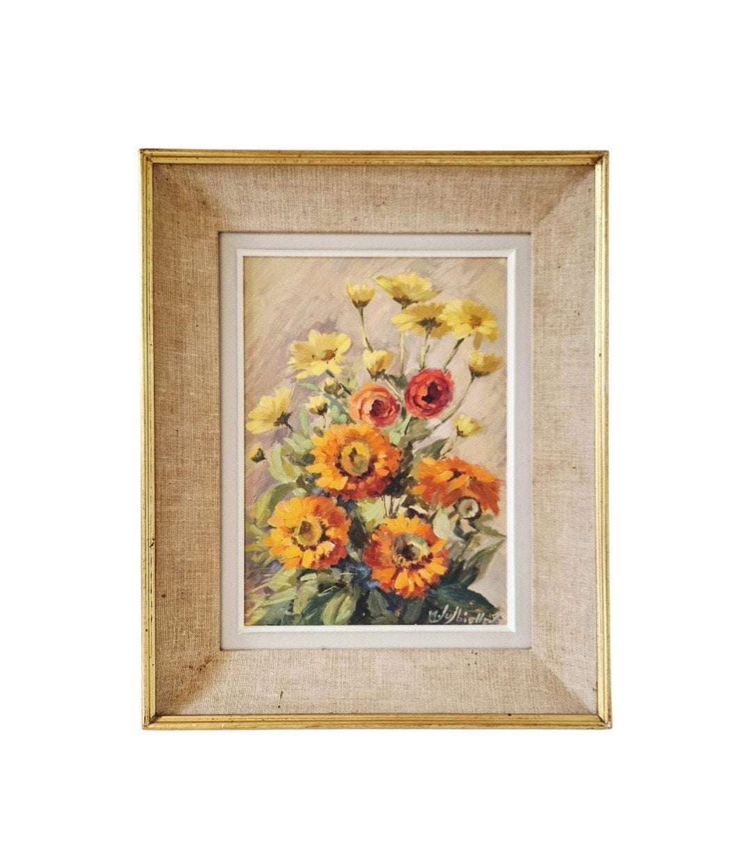 Olieverf op paneel schilderij bloemen lijst, Bloemen, Paneel, Ophalen of Verzenden, Bijzondere lijst