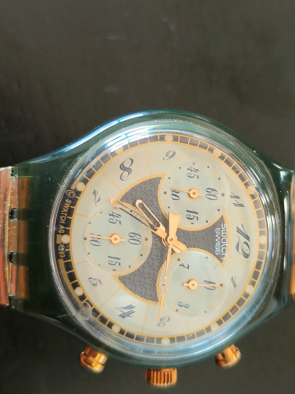 SWATCH CHRONO VOLUPTE'-SCM104-1994-FLEX, Kunststof, Polshorloge, Ophalen of Verzenden, Zo goed als nieuw