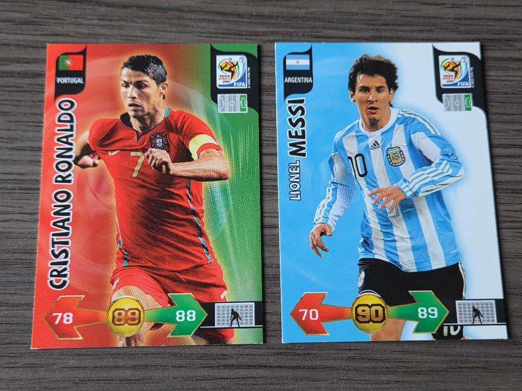 Panini World Cup 2010 Trading cards Messi en Ronaldo, Ophalen of Verzenden, Gebruikt, Buitenlandse clubs, Poster, Plaatje of Sticker