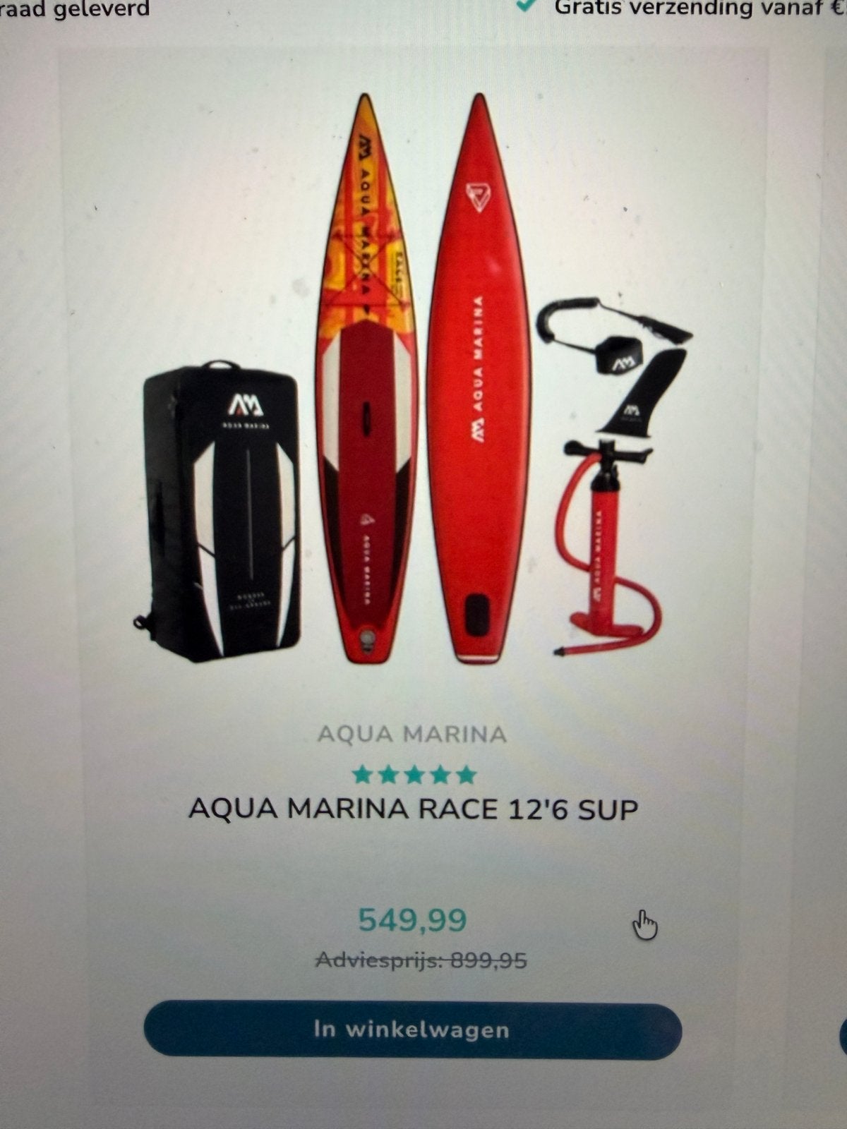Aqua Marina Race 12'6 SUP Board - Nieuwstaat, Ophalen, Zo goed als nieuw, SUP-boards