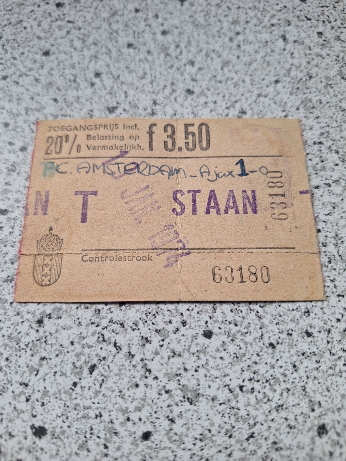 kaartje fc Amsterdam  Ajax 1974, Ophalen of Verzenden, Gebruikt, Ajax, Overige typen