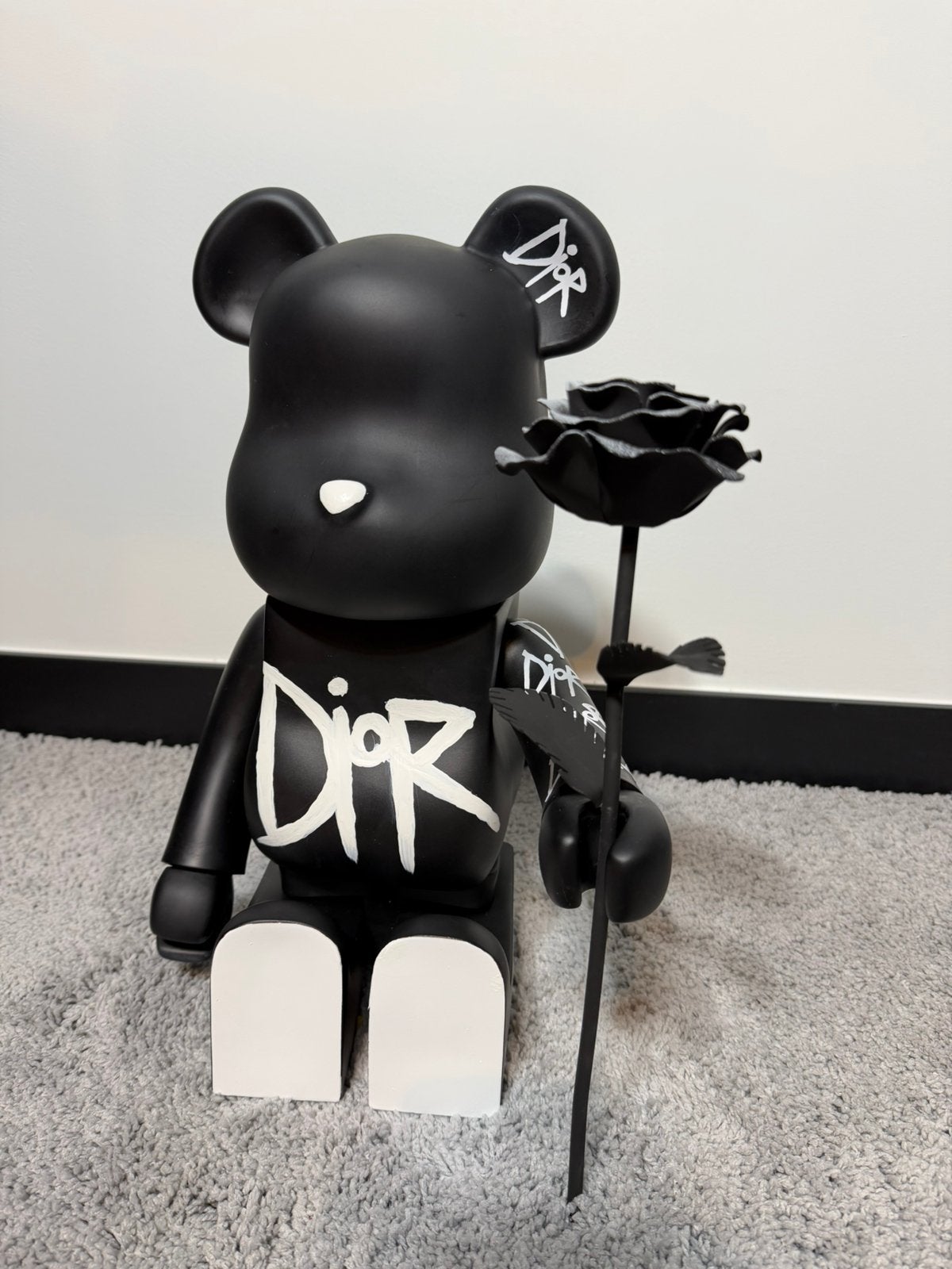 Bear art met roos, Ophalen of Verzenden, Pop/figuur, Zwart, Leer