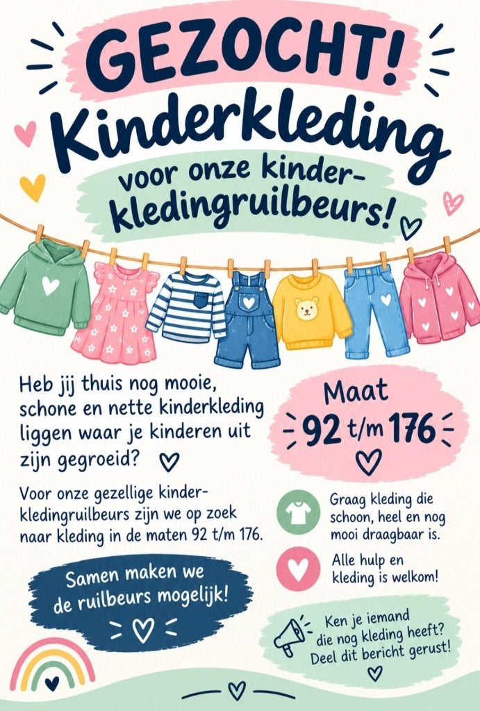 Gezocht kinderkleding en speelgoed voor onze ruilbeurs, Ophalen, Zo goed als nieuw, Maat 128