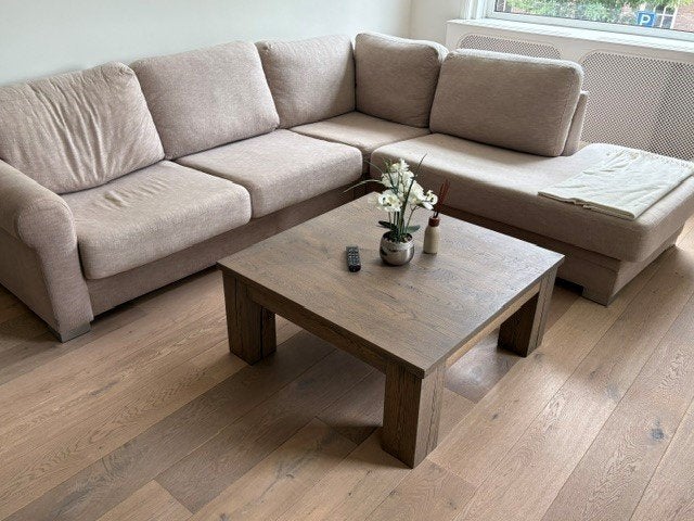 Eikenhouten Eleonora salontafel van 90x90x40cm, Ophalen, 50 tot 100 cm, 50 tot 100 cm, Zo goed als nieuw