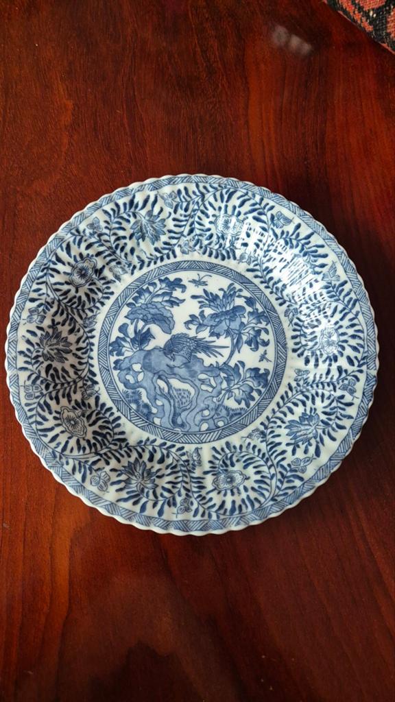 Antiek Blauw-Wit Porseleinen Sierbord - Chinees/Japans Stijl, Ophalen of Verzenden