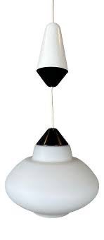 Vintage Philips hanglamp - Wit met zwart accent, Ophalen, Gebruikt, E27 (groot), Glas
