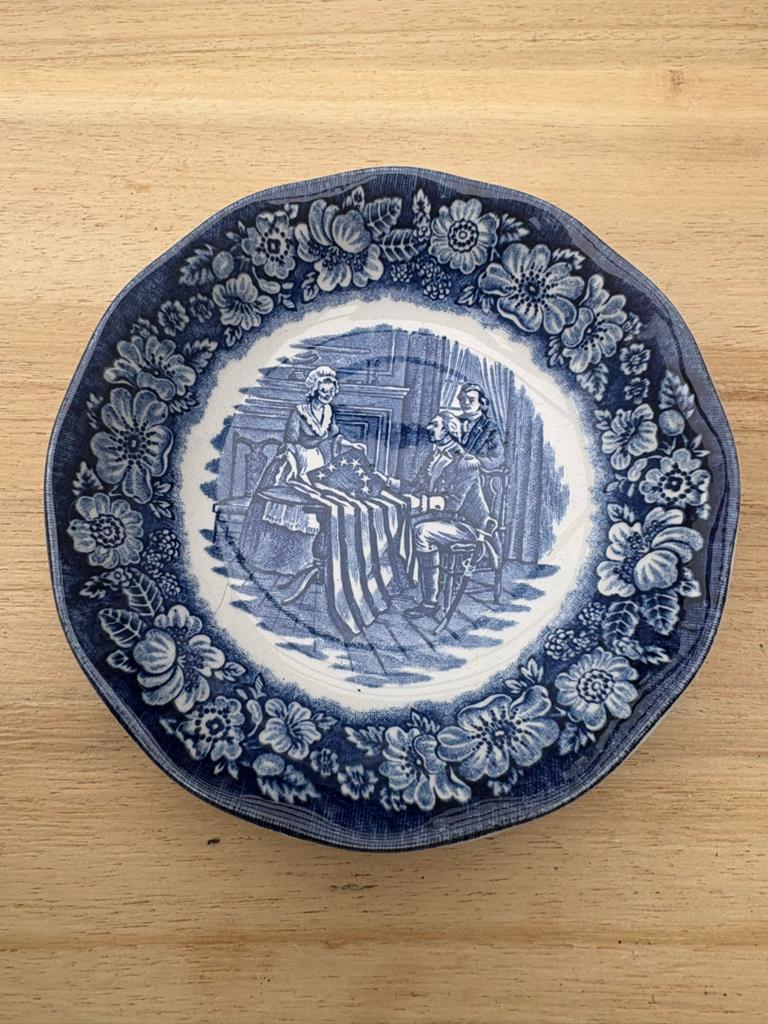 Antiek Liberty Blue Betsy Ross Schoteltje - Made in England, Ophalen of Verzenden