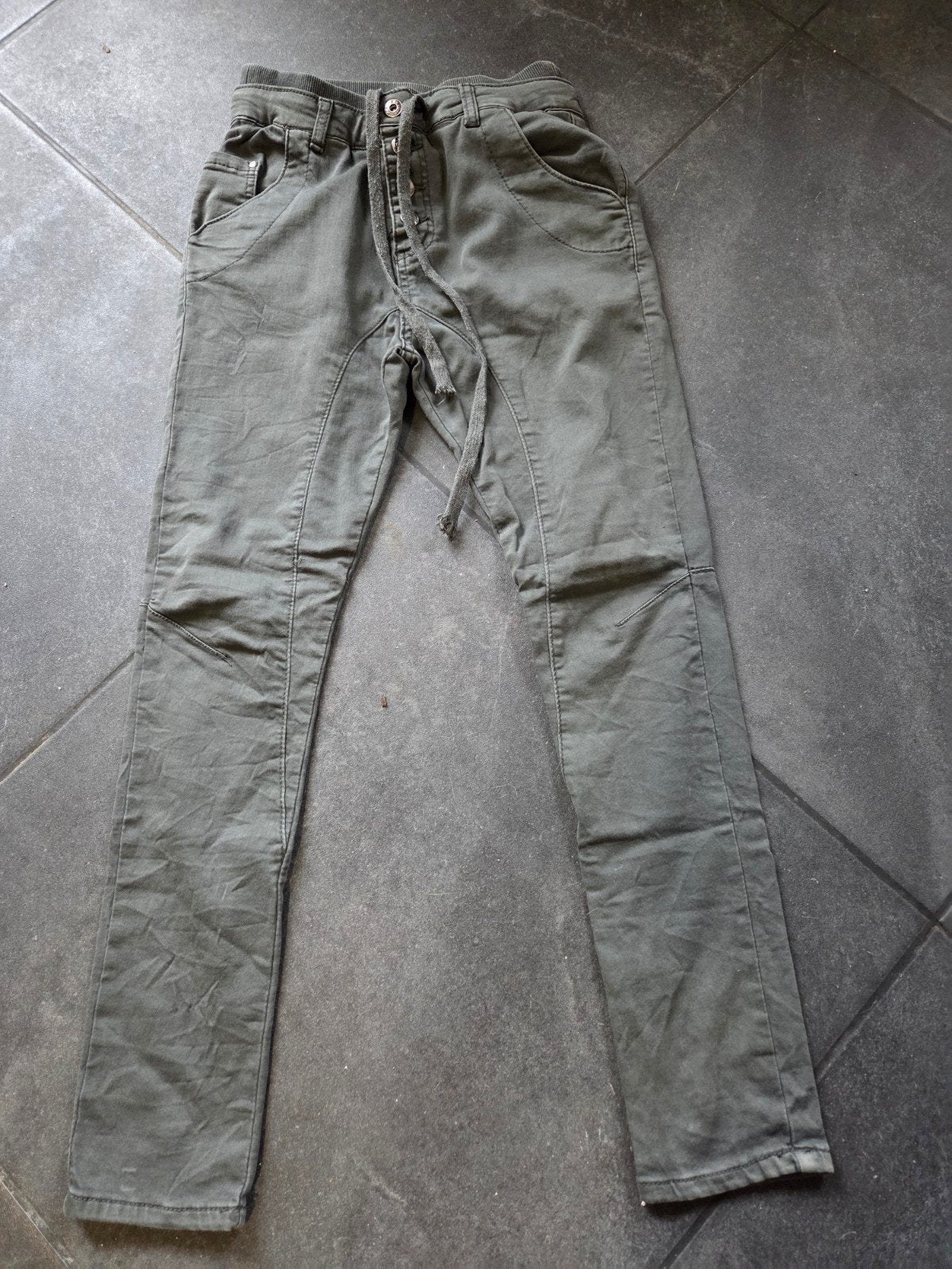 Place du Jour Denim broek maat 36 (S) - Groen, Ophalen, Maat 36 (S), Lang, Gedragen