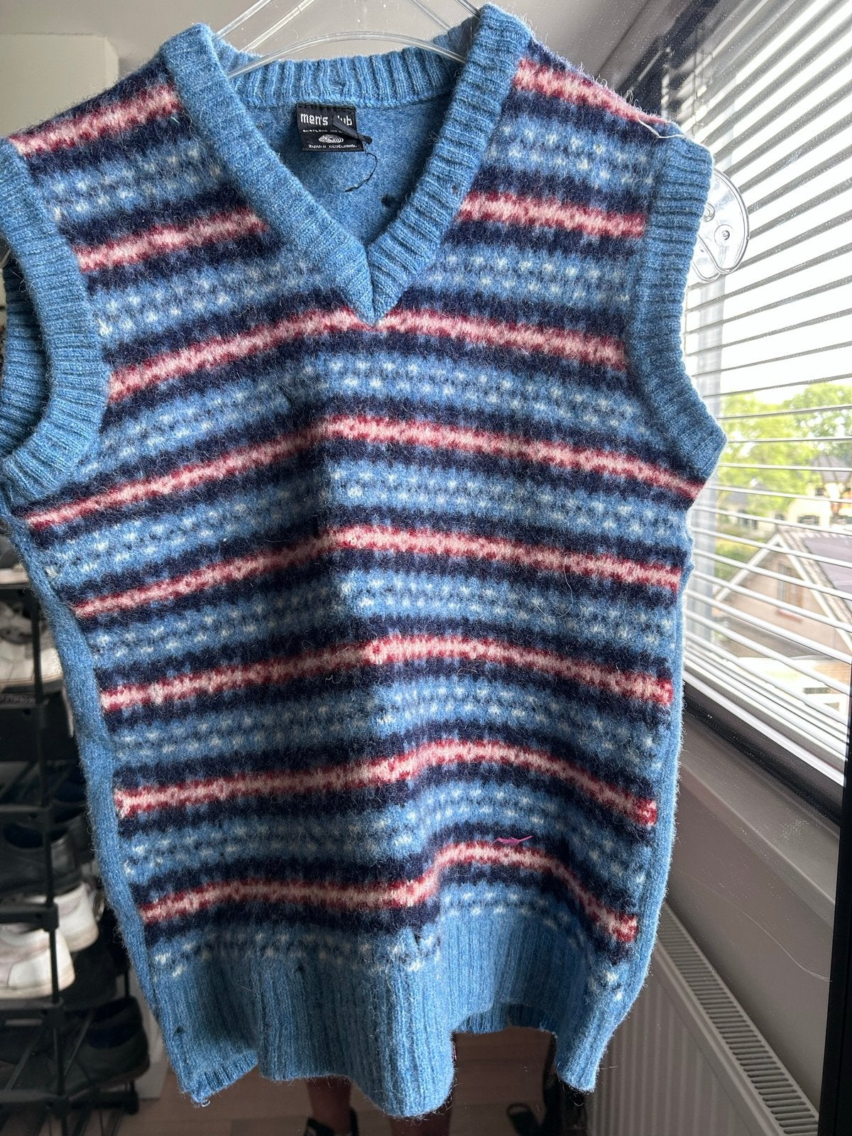 Nerd vestje - gebreide trui met V-hals, blauw gestreept, Kleding | Heren, Ophalen of Verzenden, Gedragen, Overige maten, Blauw