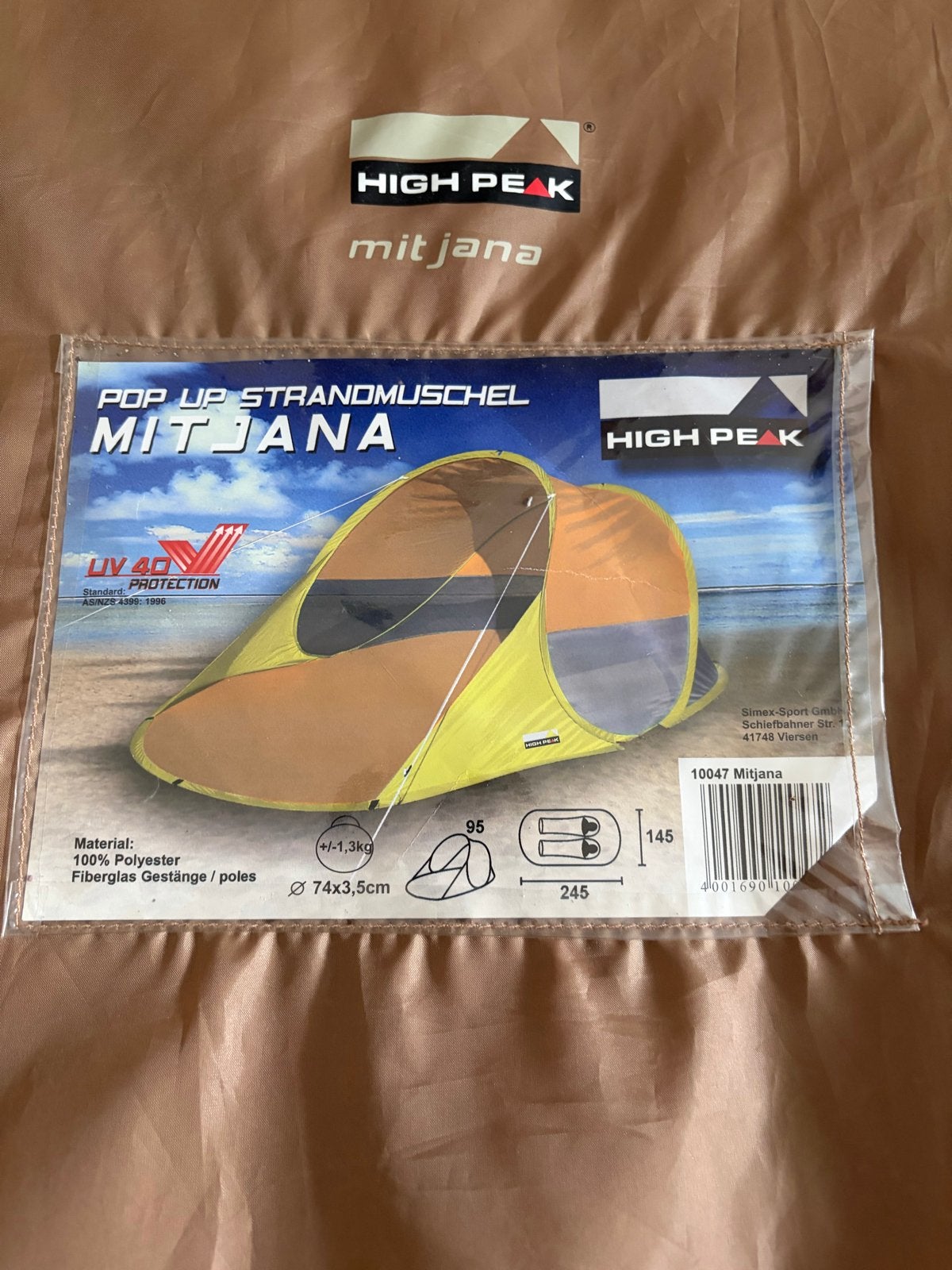 High Peak Mitjana Pop-Up Strandmuschel - Nieuw, Caravans en Kamperen, Tenten, Ophalen, Nieuw, Tot en met 2