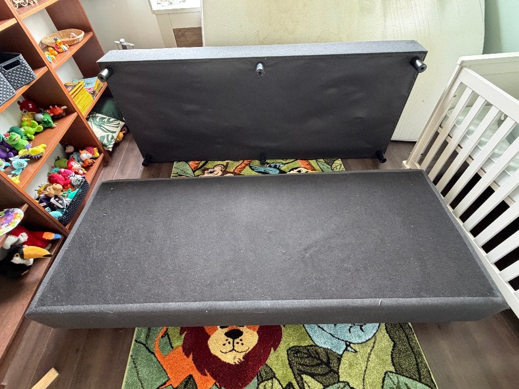Zwarte bedbox met matras 160x200, Ophalen, Gebruikt, Zwart, Tweepersoons