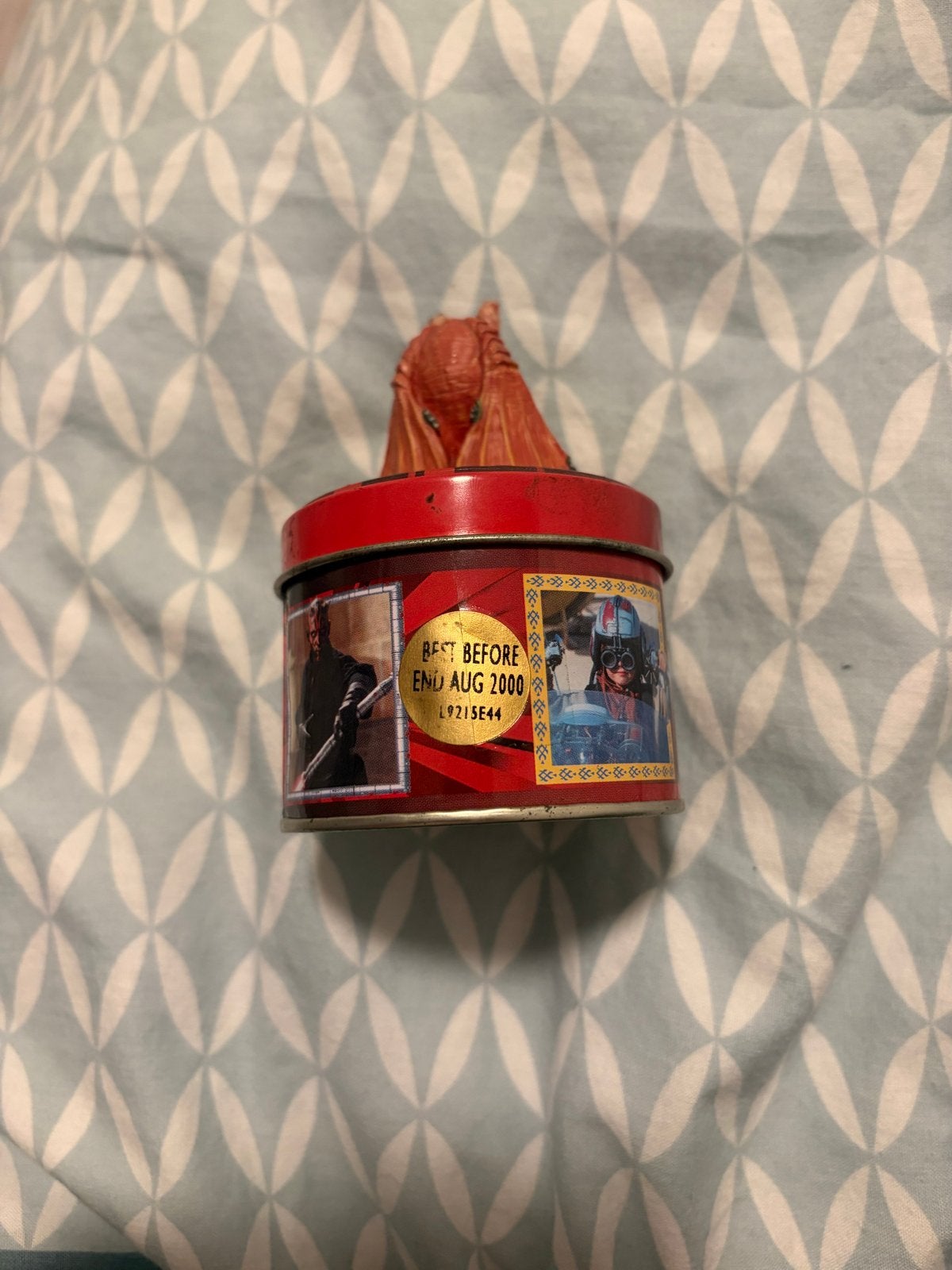 Star Wars Episode I blikje met Jar Jar Binks figuur, Verzamelen, Ophalen of Verzenden, Gebruikt, Gebruiksvoorwerp