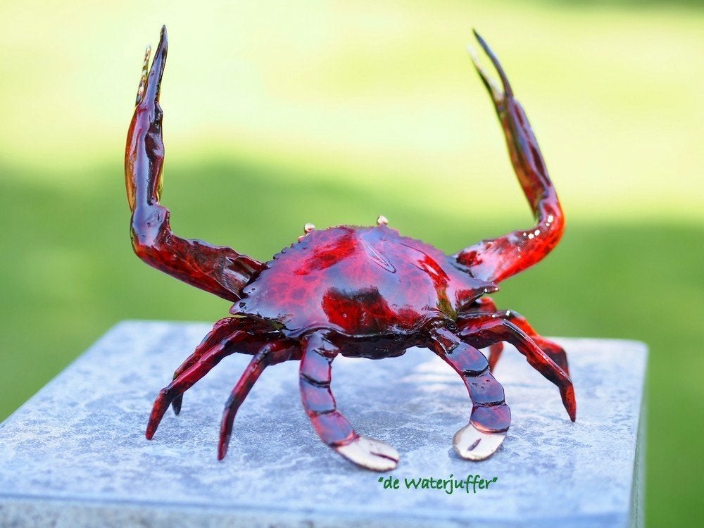 188* Bronzen krab rood (Boven €75 geen verzendkosten), Ophalen of Verzenden, Nieuw, Overige materialen, Dierenbeeld