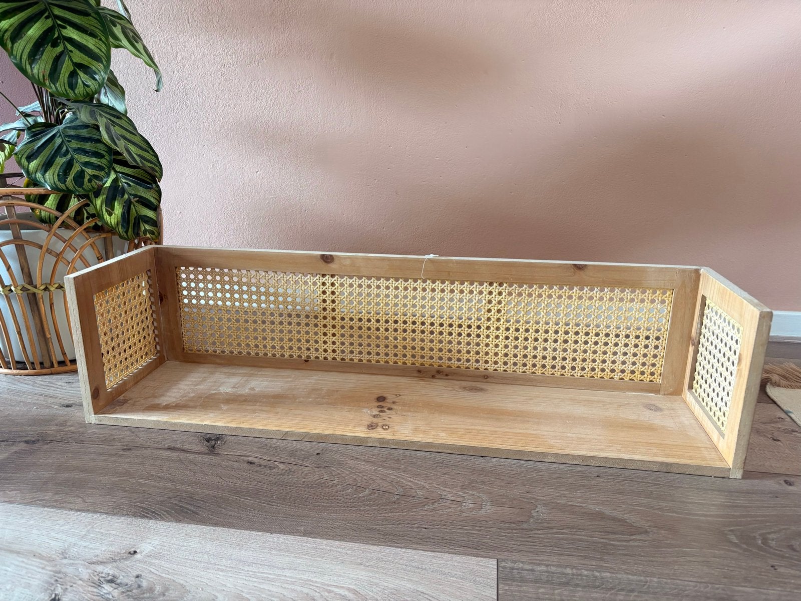 XENOS Wandplank van hout en webbing, Ophalen, Nieuw