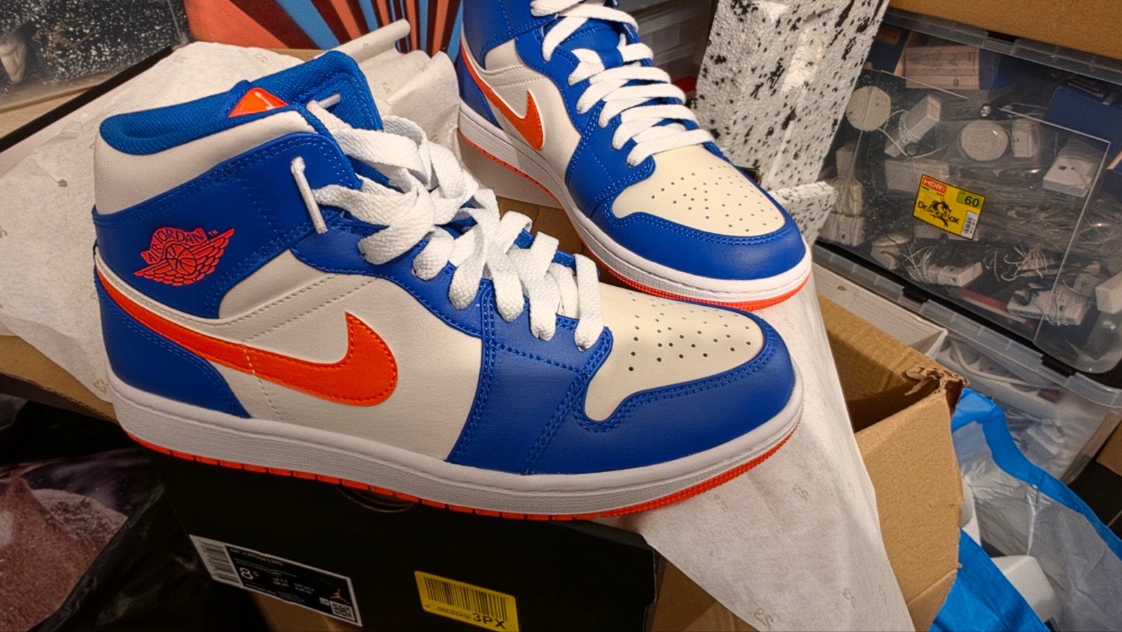 Nike Air Jodan 1 Mid Game Royal/Rush Orange-Phantom mt 42, Verzenden, Nieuw, Sneakers of Gympen, Nike Air Jordan