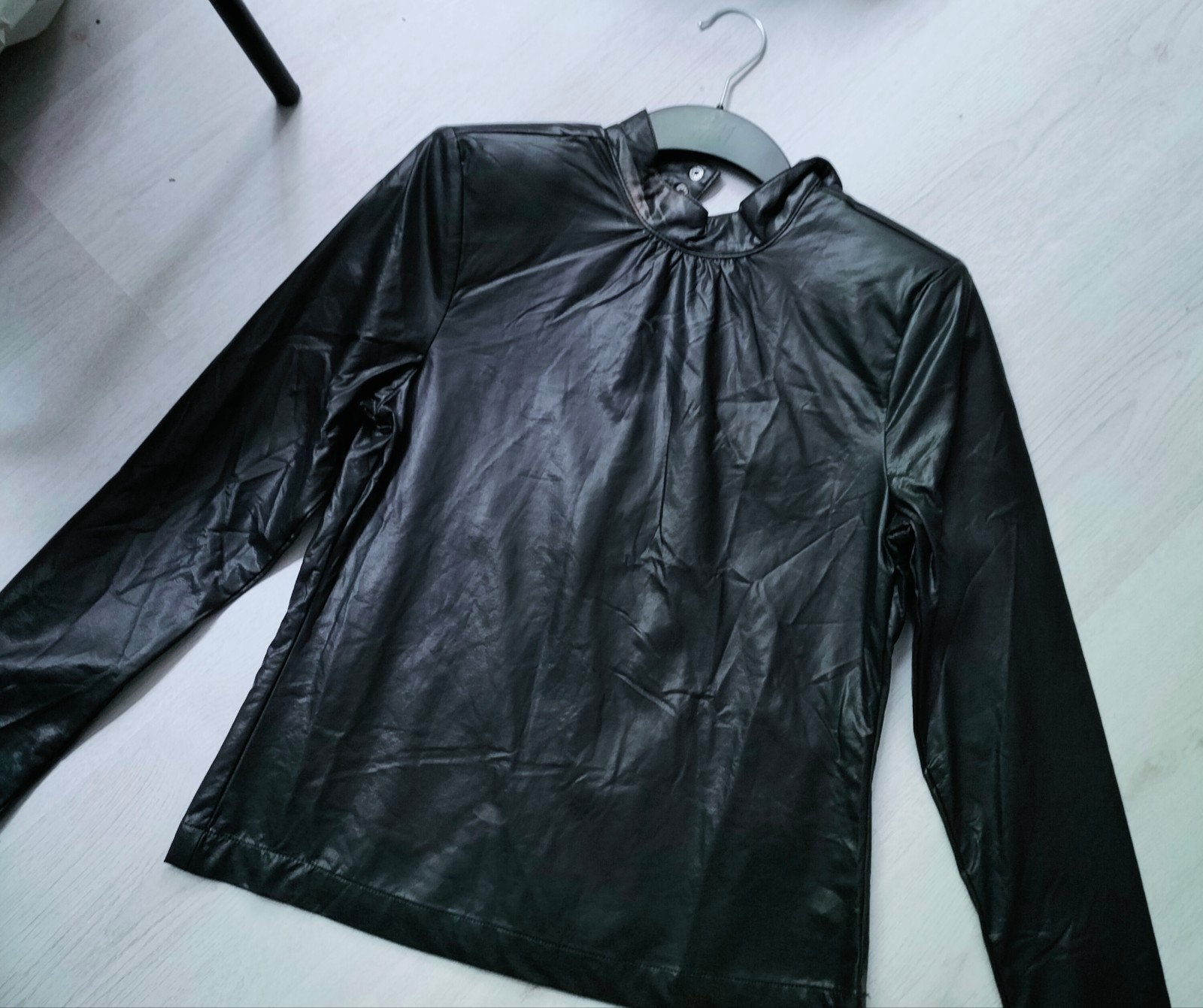 Pu leather top kleding dames, Zwart, Nieuw, Ophalen of Verzenden, Lange mouw