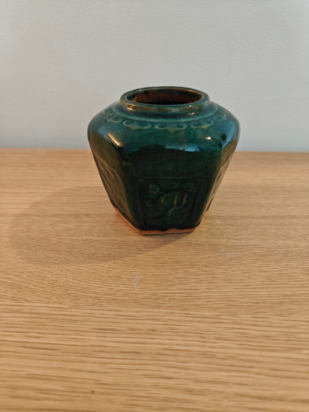 Chinese gemberpot, blauw/groen geglazuurd, Ophalen of Verzenden