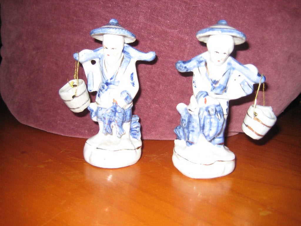2 porseleinen water-draagers, Ophalen of Verzenden, Zo goed als nieuw, Mens