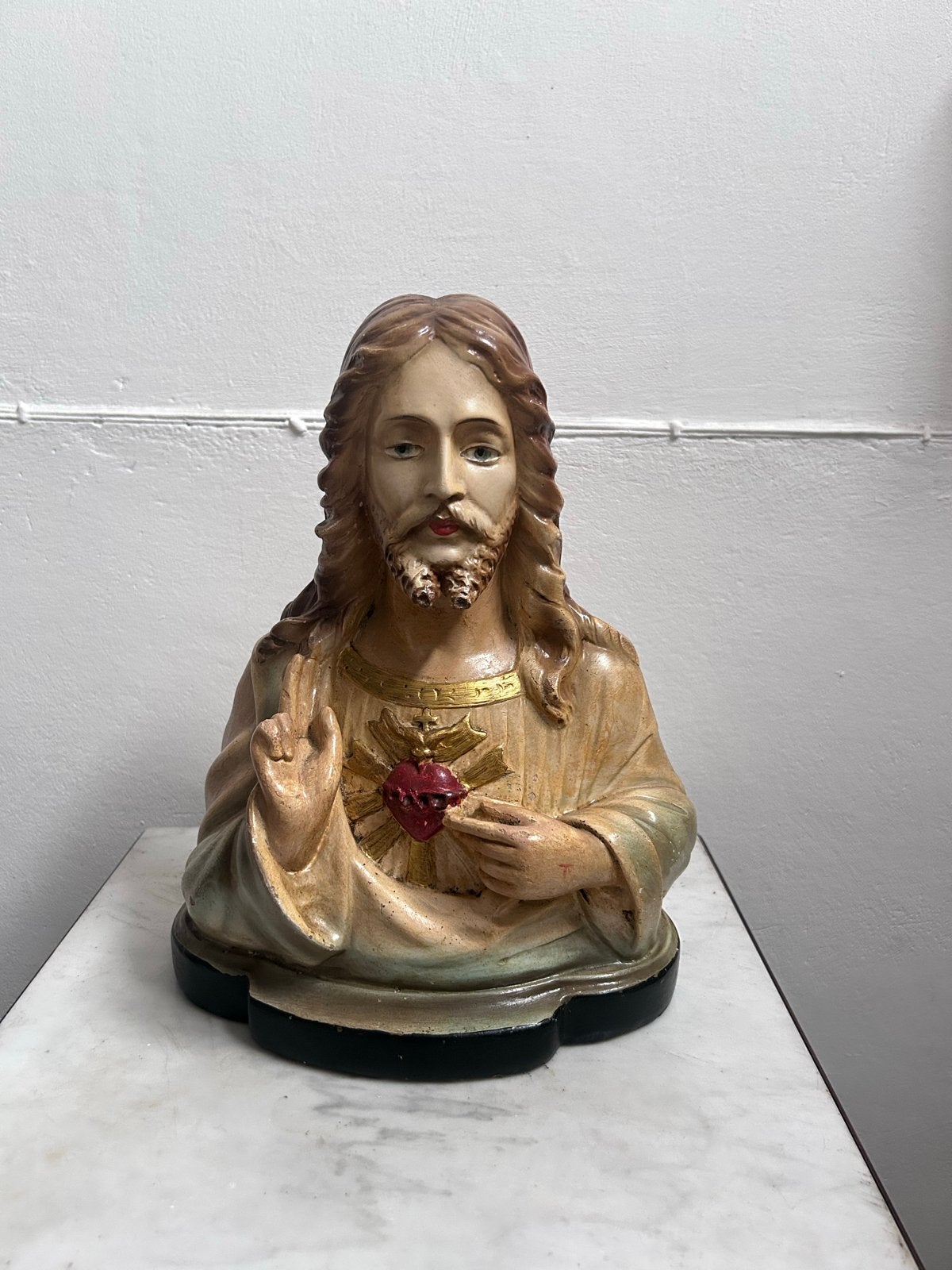 Antieke Buste van Jezus met Heilig Hart - Lucchesi Depose, Ophalen of Verzenden