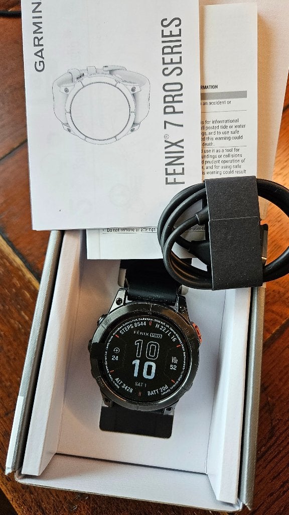 Garmin Fenix 7 Pro Solar 47mm, originele doos & extra's, Sieraden, Tassen en Uiterlijk, Gebruikt, Zwart, Garmin, Ophalen of Verzenden