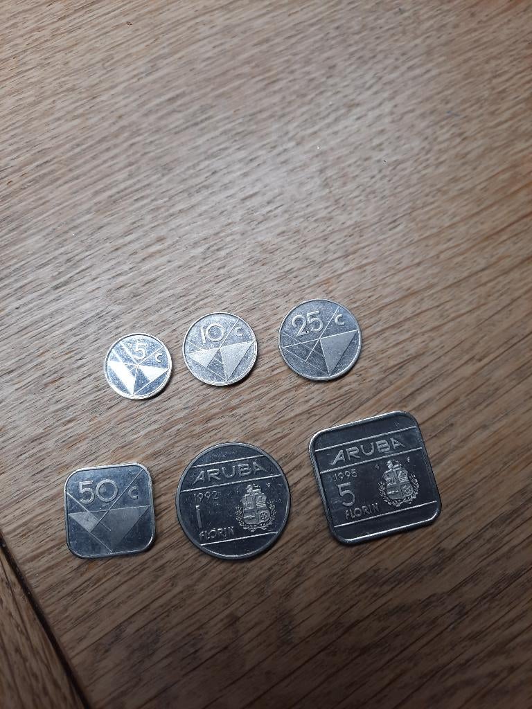 Munten Aruba. 6 munten . 1988 - 1995, Postzegels en Munten, Munten | Nederland, Ophalen of Verzenden, Koningin Beatrix, Overige waardes