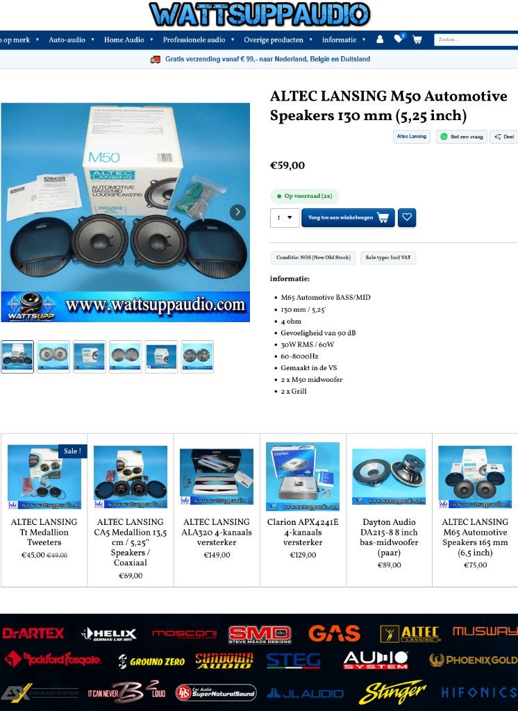 ALTEC LANSING M50 Automotive Speakers 130mm ( 5.25 inch), ., Nieuw, Ophalen of Verzenden, Altec