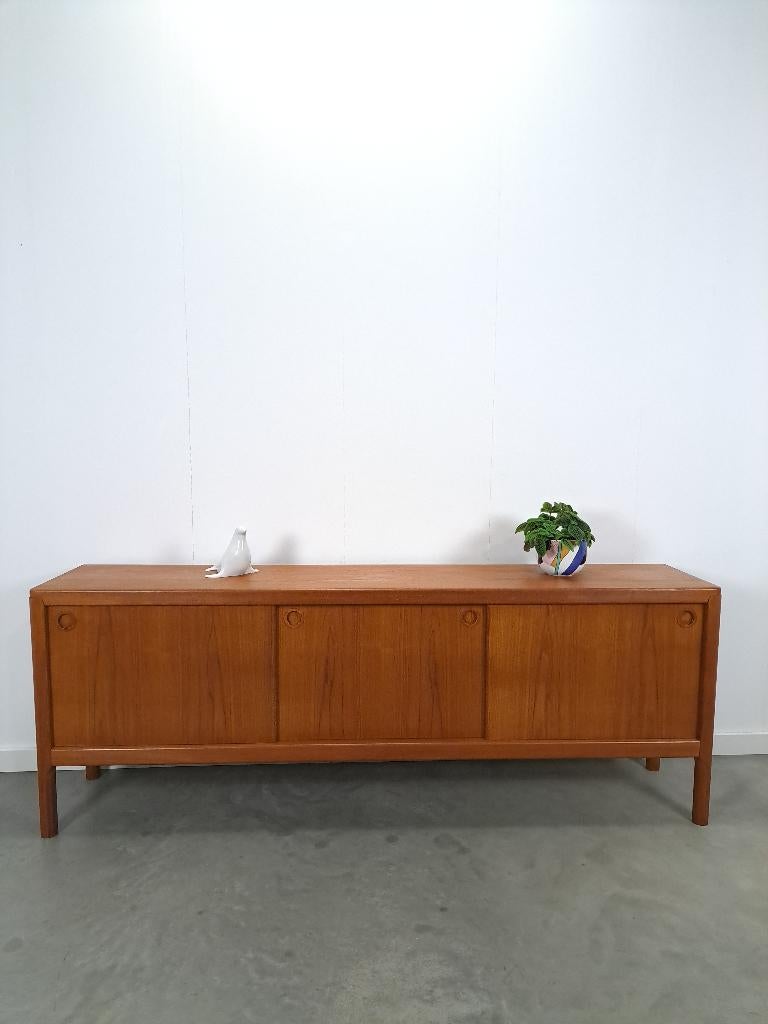 Deens teak design Bramin dressoir vintage sideboard, Huis en Inrichting, Kasten | Dressoirs, Gebruikt, 200 cm of meer, 25 tot 50 cm