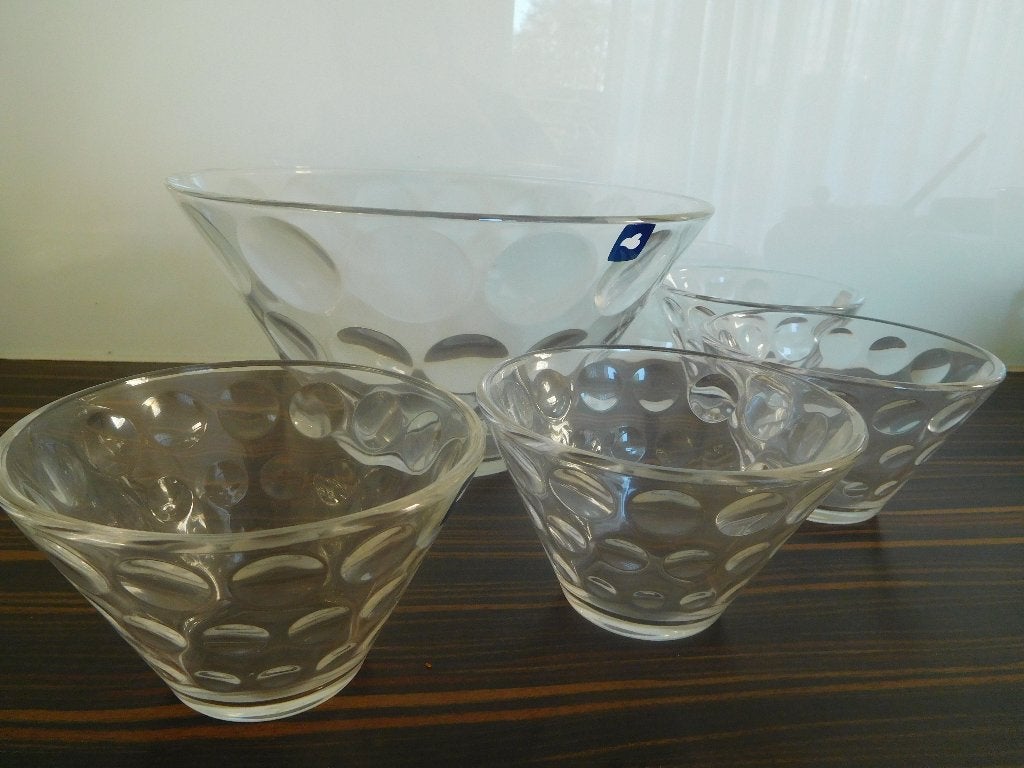 Glazen bowl met schaaltjes, Nieuw, Ophalen of Verzenden, Overige stijlen, Glas