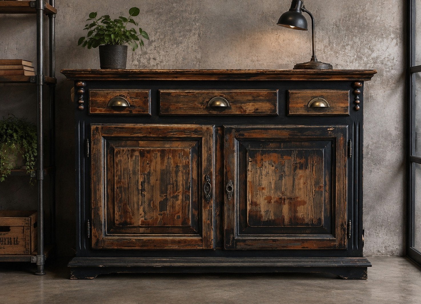 Uniek verweerd dressoir – handmatig gepatineerd – landelijk, Ophalen, 25 tot 50 cm